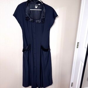 VTG 90s Wild Rose Black size 10 Dress Satin Trim Cottagecore Dark Academia USA